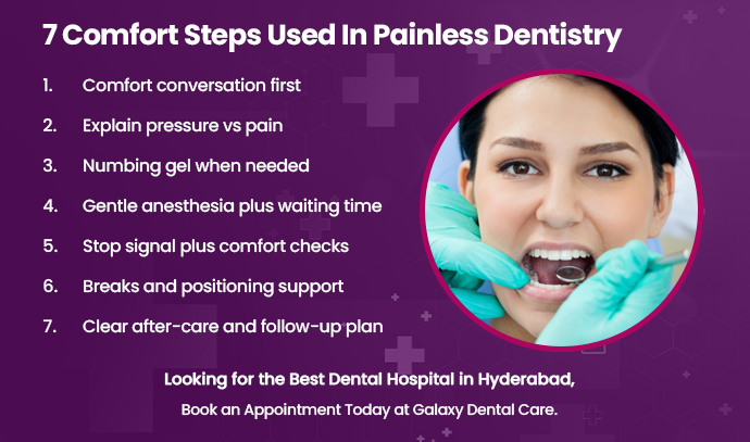 7 comfort steps used in painless dentistry